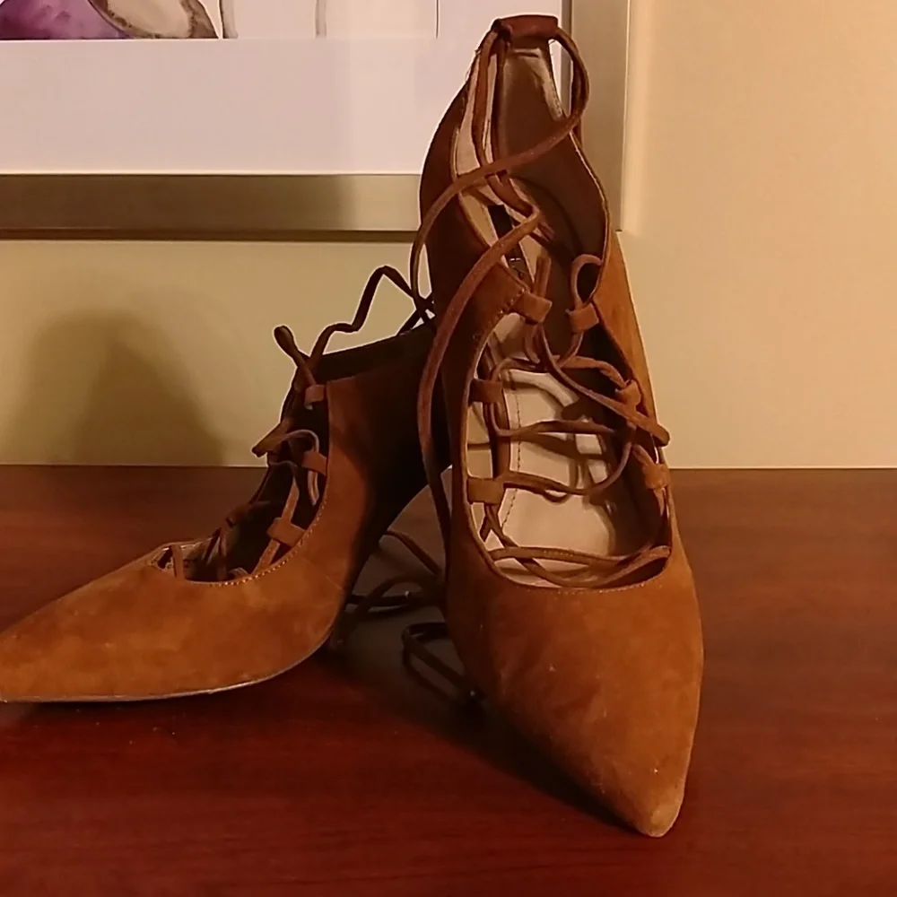 Suede Tahari Ankle Laced Heels Size 10